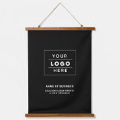 素朴カスタムBusiness Logo白黒 吊り下げ型タペストリー (正面)