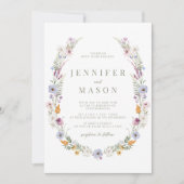 素朴カラフルな小さな野花結婚式招待状 招待状 (正面)