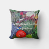 素朴カラフルな秋の庭 クッション (正面)