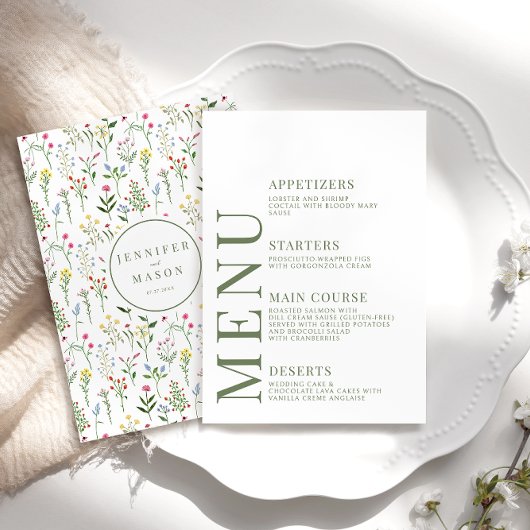 素朴カラフルな野結婚花の名刺 エンクロージャーカード