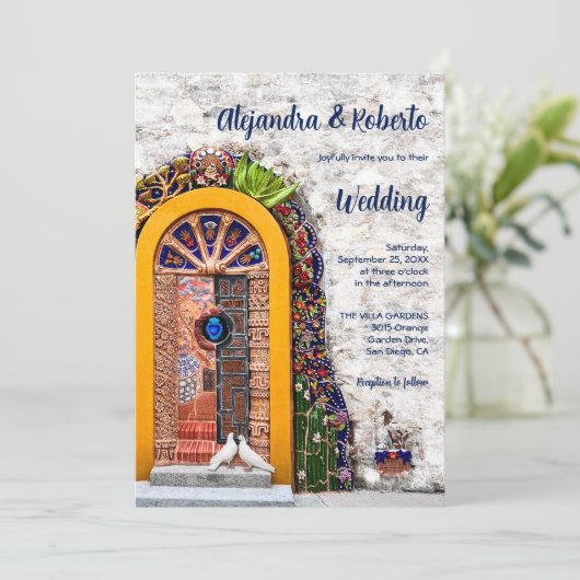 素朴カラフルハシエンダドアメ結婚キシカン 招待状 (スタンド正面)