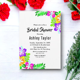 素朴カラフルバラ夏フローラブライダルシャワー 招待状