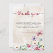 素朴カラフルフローラ蝶ベイビーシャワー サンキューカード (正面)
