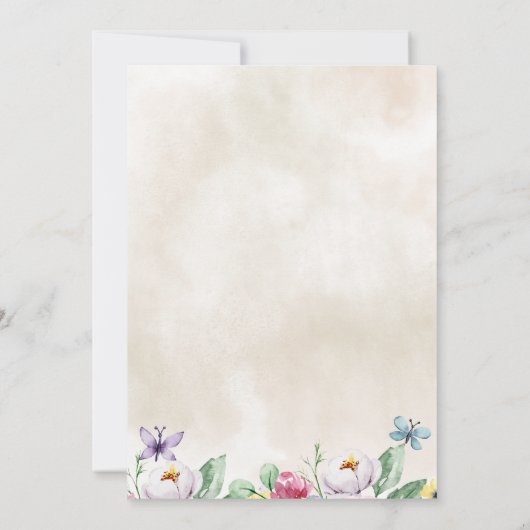 素朴カラフルフローラ蝶ベイビーシャワー サンキューカード (裏面)