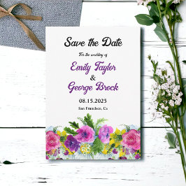 素朴カラフル花フローラ結婚ズ セーブザデート