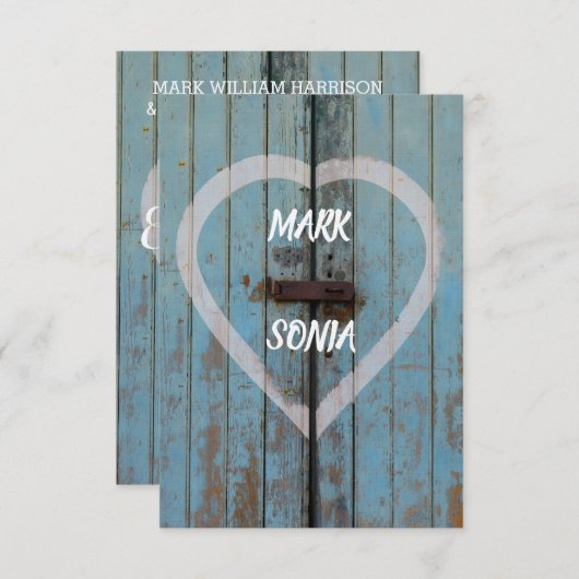 素朴カントリーバードドア婚約パーティ 招待状 (正面/裏面)