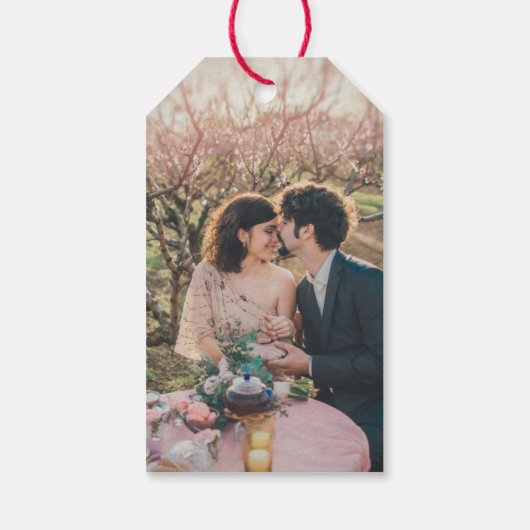 素朴カントリーバーンウッドフォト結婚ズ歓迎バッグ ギフトタグ (裏面)