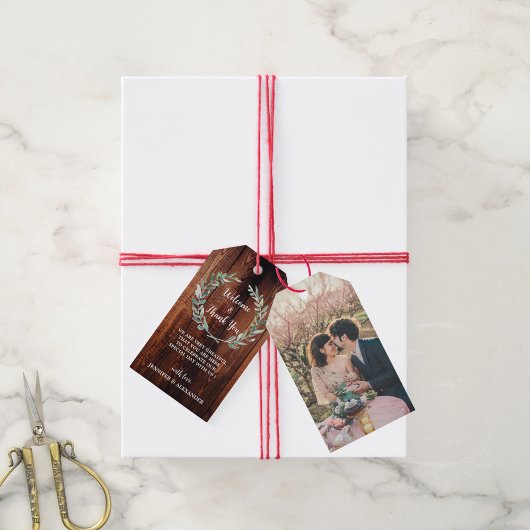 素朴カントリーバーンウッドフォト結婚ズ歓迎バッグ ギフトタグ