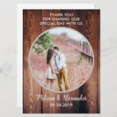 素朴カントリー納屋の木ありがとう写真結婚s (正面/裏面)