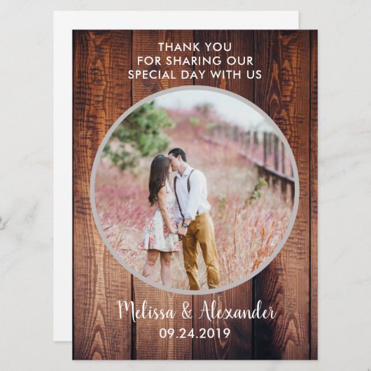 素朴カントリー納屋の木ありがとう写真結婚s (正面/裏面)