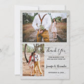 素朴カントリー納屋の木の写真ありがとう結婚さん 招待状 (正面)