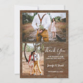 素朴カントリー納屋の木の写真ありがとう結婚さん 招待状 (正面)