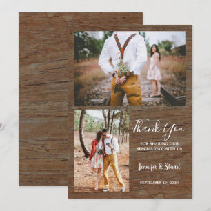 素朴カントリー納屋の木の写真ありがとう結婚さん 招待状