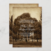 素朴カントリー・ツリーの動揺して結婚式招待状 招待状 (正面/裏面)