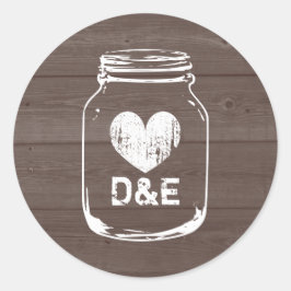 素朴カントリー・モノグラム・メイスン・ジャー・結婚式用シール ラウンドシール
