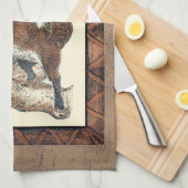 素朴キツネの木の幹へのステップ キッチンタオル (四つ折り)