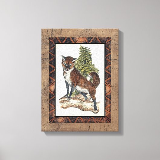 素朴キツネの木の幹へのステップ キャンバスプリント (正面)