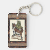 素朴キツネの木の幹へのステップ キーホルダー (裏面)