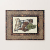 素朴キツネの木の幹へのステップ ジグソーパズル (横)