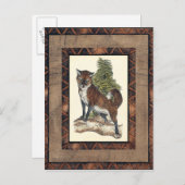 素朴キツネの木の幹へのステップ ポストカード (正面/裏面)