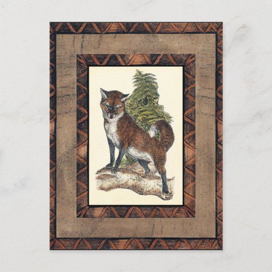 素朴キツネの木の幹へのステップ ポストカード (正面)