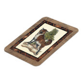 素朴キツネの木の幹へのステップ マグネット (左側)