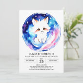 素朴キツネ誕生日編集可能 招待状 (スタンド正面)