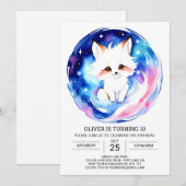 素朴キツネ誕生日編集可能 招待状 (正面/裏面)