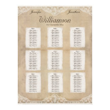 素朴キャンバス、紙、レースの外観のシーティングチャート