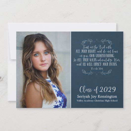 素朴キリスト教聖句の卒業写真 招待状 (正面)