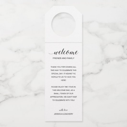 素朴ギフトバスケットへようこそ結婚 ボトルネックタグ (正面)