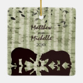 素朴クマ、樺の木の木の第1回クリスマスミスター&ミセス セラミックオーナメント (裏面)