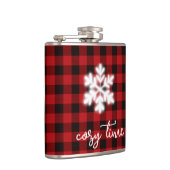 素朴クラシックな居心地の良い赤い黒い格子模様 フラスク (右)