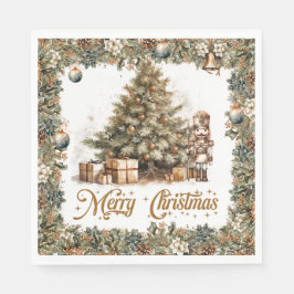 素朴クラシックセージ緑とクリスマスツリー スタンダードランチョンナプキン