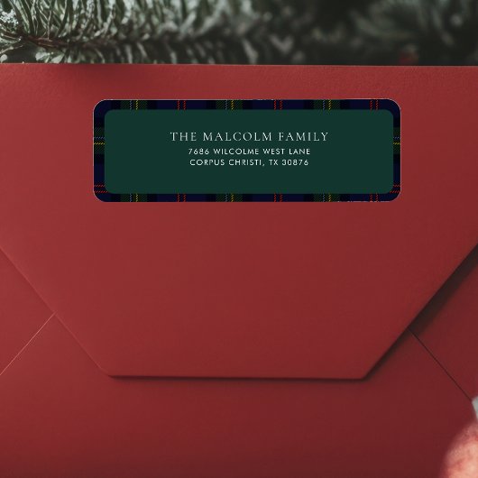 素朴クラシックタータンチェック差出人住所 ラベル