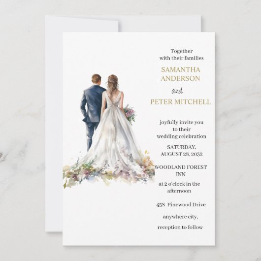 素朴クラシックボホフローラ結婚式招待状 招待状 (正面)