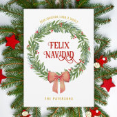 素朴クラシックリースカスタムファミリー名クリスマス シーズンカード