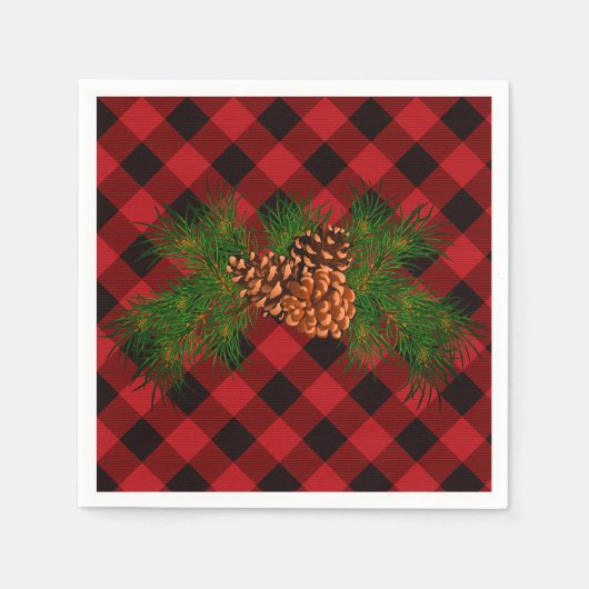 素朴クラシック赤目青松 スタンダードカクテルナプキン (正面)