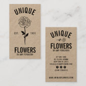 素朴クラフトモダントレンディー白黒バラ花 名刺 (正面/裏面)