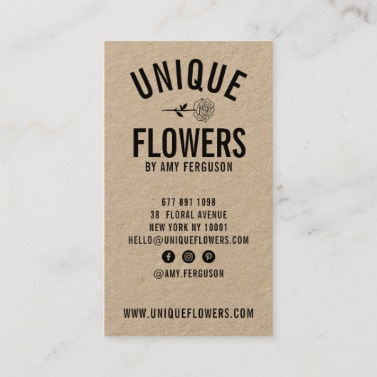 素朴クラフトモダントレンディー白黒バラ花 名刺 (裏面)