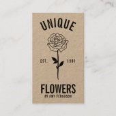 素朴クラフトモダントレンディー白黒バラ花 名刺 (正面)