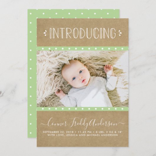 素朴クラフト誕生発表 案内状 (正面/裏面)