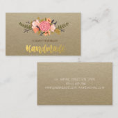 素朴クラフト、水彩花 名刺 (正面/裏面)