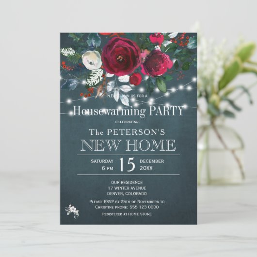 素朴クリエレガントスマス引っ越し祝いパーティーパーティー 招待状 (スタンド正面)