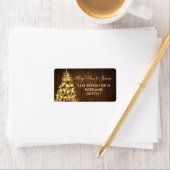 素朴クリスマスのア結婚ドレス・ツリーとリボン ラベル (インサイチュ)