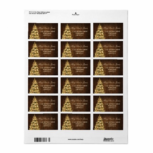 素朴クリスマスのア結婚ドレス・ツリーとリボン ラベル (フルシート)