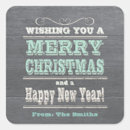 素朴クリスマスのステッカーカスタムグリーン スクエアシール