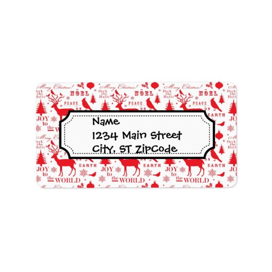 素朴クリスマスのトナカイの木の鳥の休日 ラベル (正面)