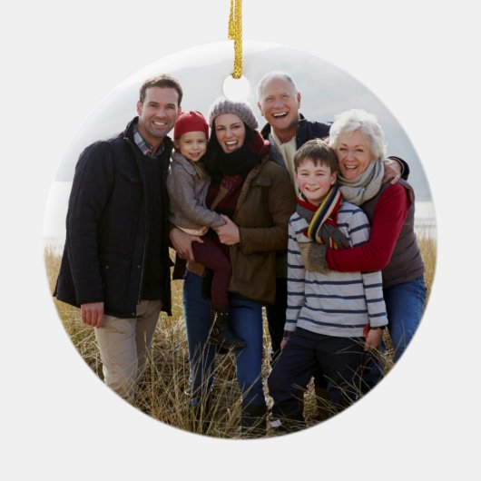 素朴クリスマスのトナカイオーナメントホリデーフォト セラミックオーナメント (裏面)
