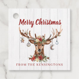 素朴クリスマスのトナカイオーナメント |木材 フェイバータグ